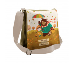 Hello Autumn Cartoon Messenger Bag