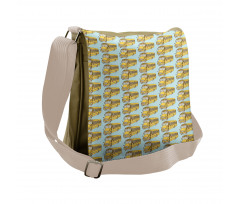 Retro School Bus Pattern Messenger Bag