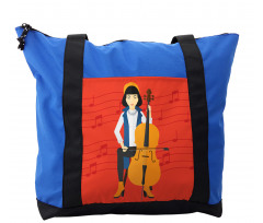 Cartoon Woman Playing Music Shoulder Bag