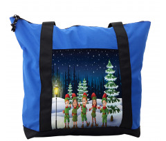 Snowing Forest and Children Shoulder Bag
