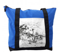 Pencil Drawn River Scenery Shoulder Bag