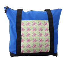 Pinkish Flower Silhouettes Shoulder Bag