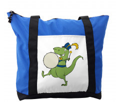 Happy Green Dinosaur Playing Shoulder Bag