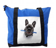 Funny Dog with Toothbrush Shoulder Bag