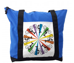 Lady on Bike Rainbow Shoulder Bag