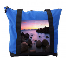 Misty Scene Rocks Water Shoulder Bag