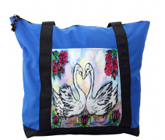 2 White Swans in Lake Shoulder Bag