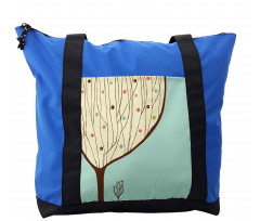 Aqua Hand Drawn Tree Shoulder Bag