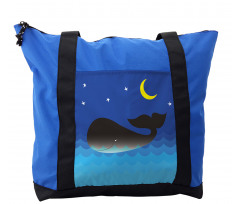 Whale in Ocean and Star Shoulder Bag