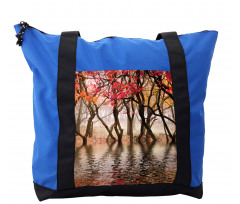 Fall Season River with Trees Shoulder Bag