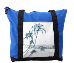 Palm Tree Boat Sketch Shoulder Bag