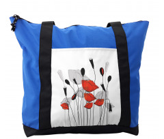 Hand Drawn Poppy Flowers Shoulder Bag