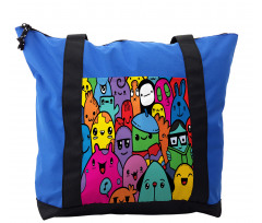 Colorful Doodle Monsters Shoulder Bag