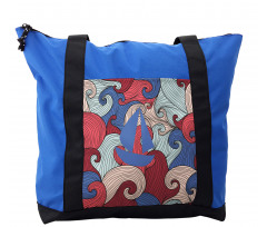 Blue Boat Silhouette Shoulder Bag