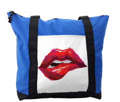 Woman Biting Lips Shoulder Bag