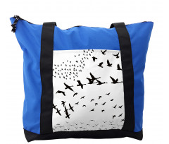 Monochrome Flying Birds Shoulder Bag