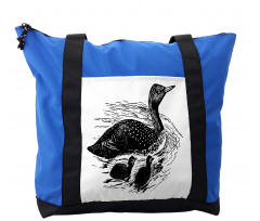 Hand Drawn Bird Family Sketch Shoulder Bag