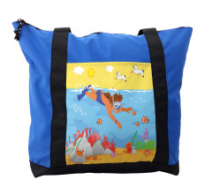 Girl Diving Nautical Layout Shoulder Bag