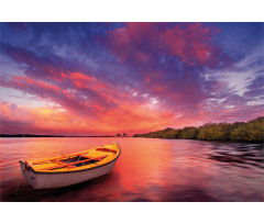 Sea Coast with a Rowboat Aluminum Water Bottle