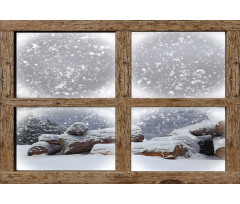 Rustic Snowy Woodsy Frame Aluminum Water Bottle