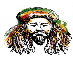 Rasta Man Sketch Portrait Aluminum Water Bottle