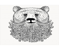 Doodle Bear with Beard Aluminum Water Bottle