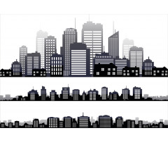 Long Buildings Skyline Aluminum Water Bottle