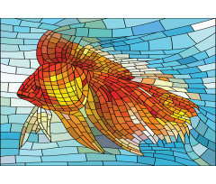 Stained Glass Mosaic Fish Art Aluminum Water Bottle