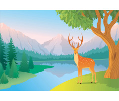 Deer Mountain Landscape Aluminum Water Bottle