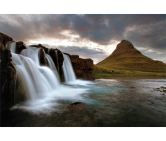 Cloudy Waterfall Volcanic Aluminum Water Bottle