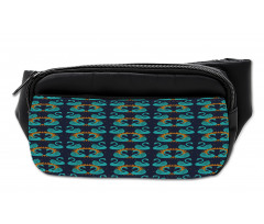 Aquatic Birds and Sun Pattern Bumbag