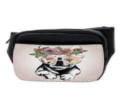 Funny Dog with Rose Wreath Bumbag