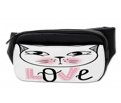 Kitten Face and Love Typography Bumbag