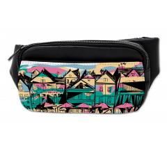 Hand Drawn Streets Houses Bumbag