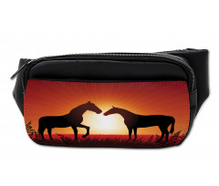 Horses Silhouette on Sunset Bumbag