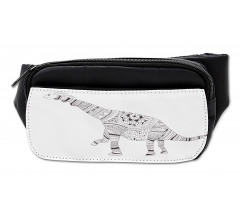 Monochrome Zentangle Dinosaur Bumbag