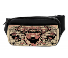 Floral Skull and Wolves Bumbag