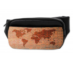 World Map on Brick Wall Bumbag