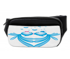 Blue Cartoon Fishes Heart Bumbag