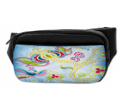 Colorful Floral Art Motif Bumbag