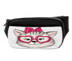 Heart Shape Glasses Bow Bumbag