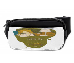 Girl and Cat Sleep on Book Bumbag