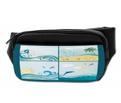 Maritime Themed Waves Bumbag