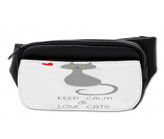 Grey Cat Red Heart Bumbag