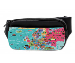 Cartoon Europe Map Landmark Bumbag