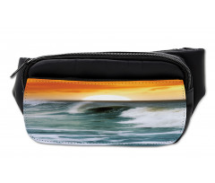 Sunset over Wavy Ocean Bumbag