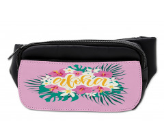 Exotic Flowers Palm Leaves Bumbag