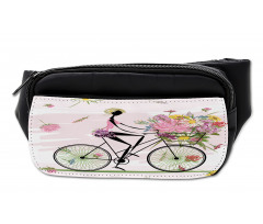 Girl Riding Bike Flowers Bumbag