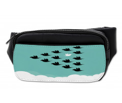 Bird Silhouettes over Clouds Bumbag