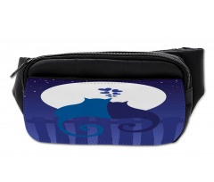 Cats in Love at Night Cartoon Bumbag